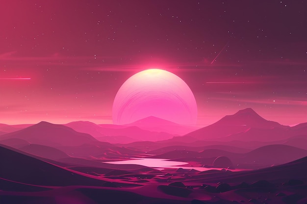 Alien night planet landscape space game background