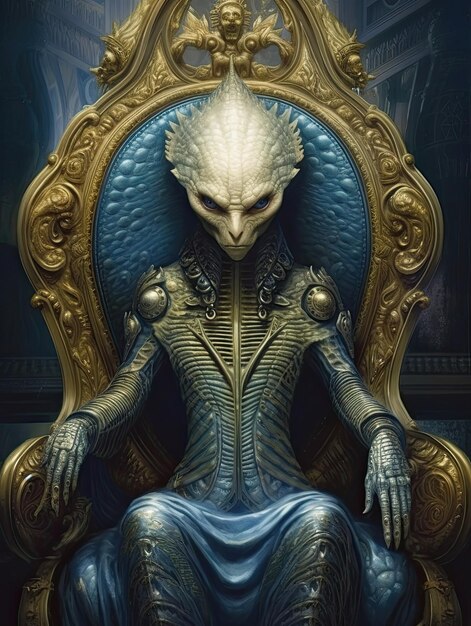 Alien pharaoh on a throne ruling Generative AI