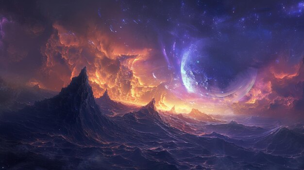 Alien Planet Fantasy galactic space landscapes background or wallpaper