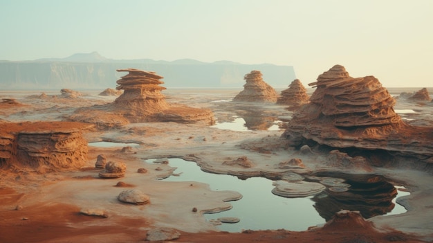 エイリアンの惑星の風景 魅惑的な眺め