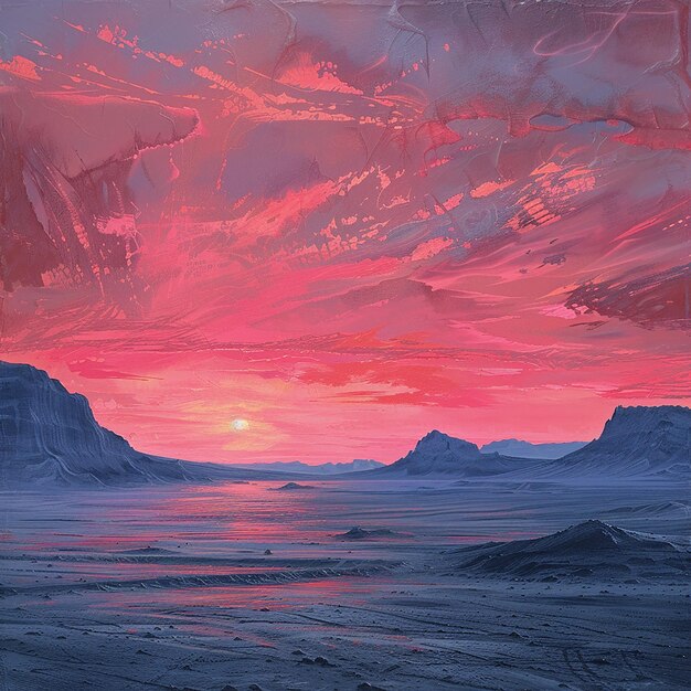 Alien Planet Landscape Dusk or Dawn Desert Surface