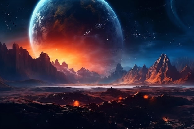 an alien planet landscape