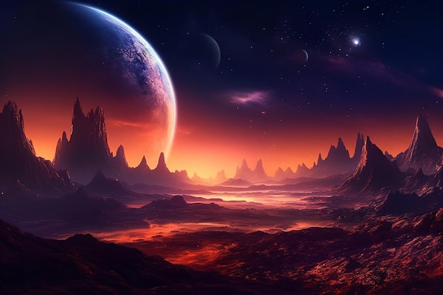 an alien planet landscape