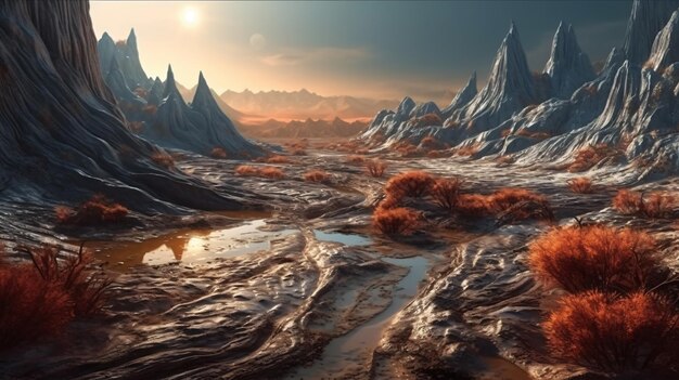 the alien planet photo realistic highly detailed