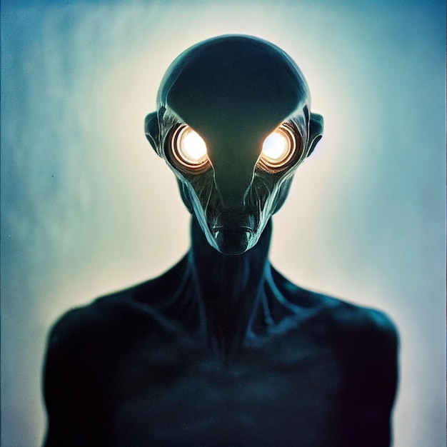 Alien portrait scary extraterrestrial creepy illustration