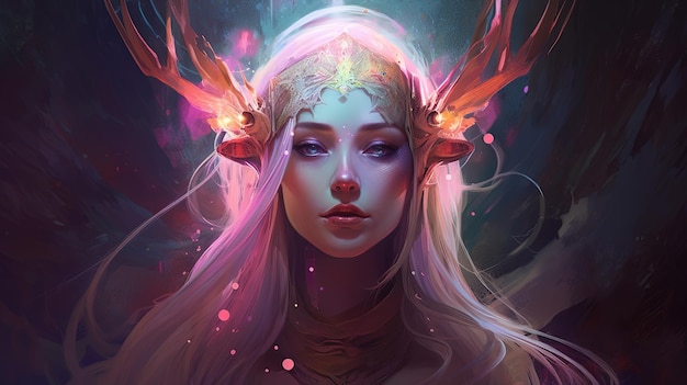 Alien princess with a psychic power Fantasy concept Illustration painting Generative AI