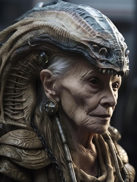 Alien queen old woman generative ai