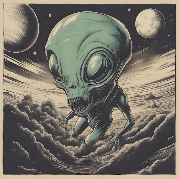 Alien running in the space