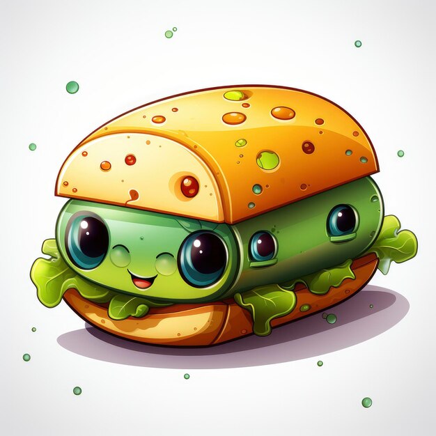 Alien Sandwich SpaceIconCartoon Illustration For Printing