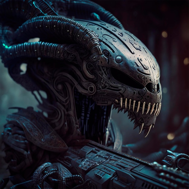 Alien in space military suit Generative AI