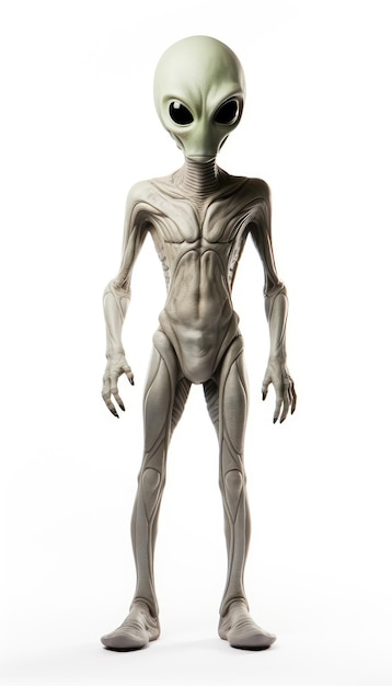 Alien standing isolated on white background