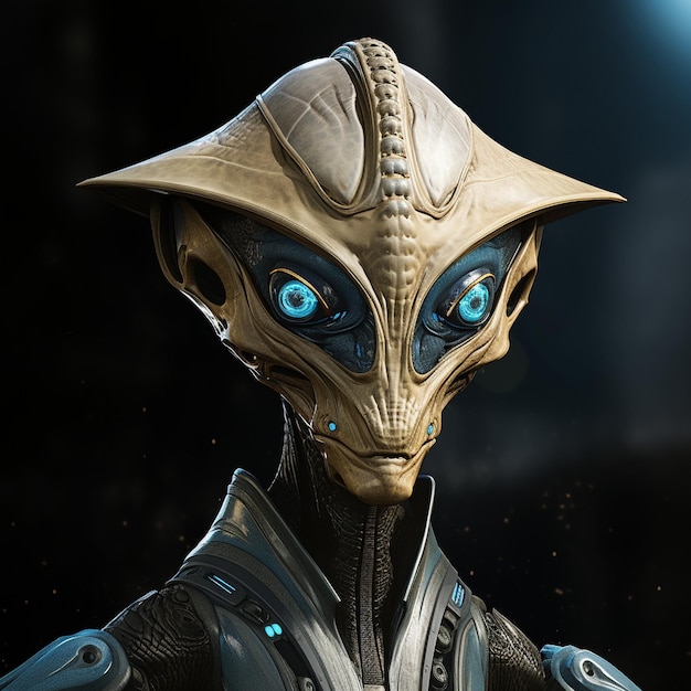 a alien with blue eyes and a blue eyes.