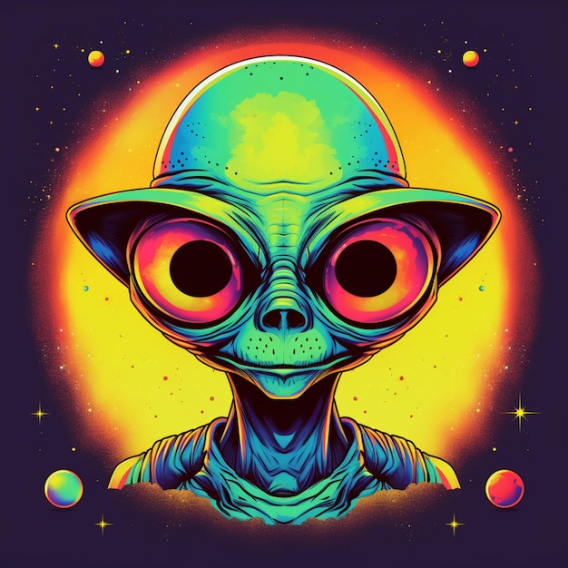 Photo an alien with a colorful background