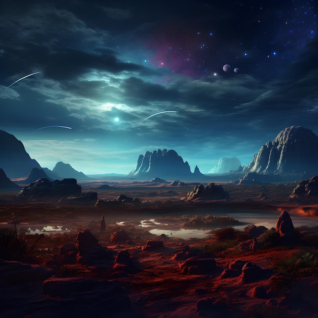 Alien wold landscape illustration background