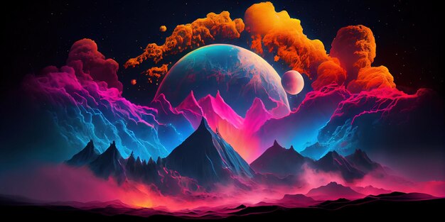 Photo alien world deep space landscape