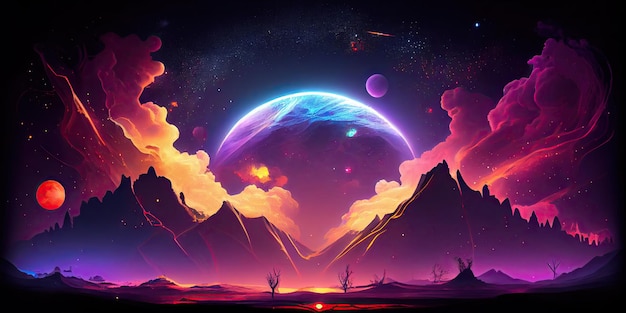 Alien world deep space landscape