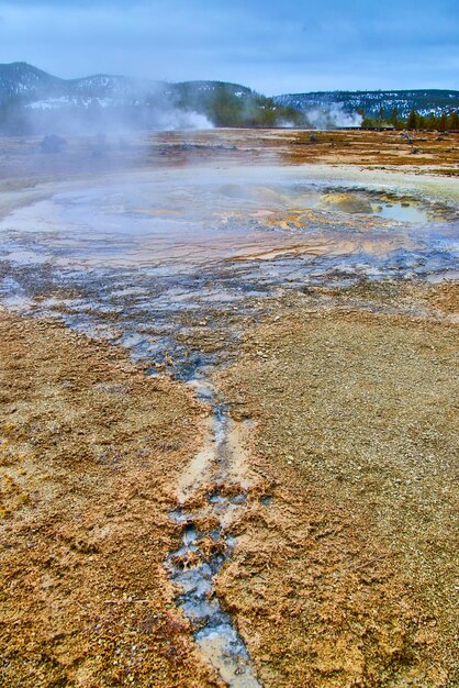 Alkaline waters in yellowstone basin with thermal pools