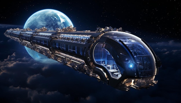 Photo all aboard for the transneptunian express from the open stargate hyperrealistic