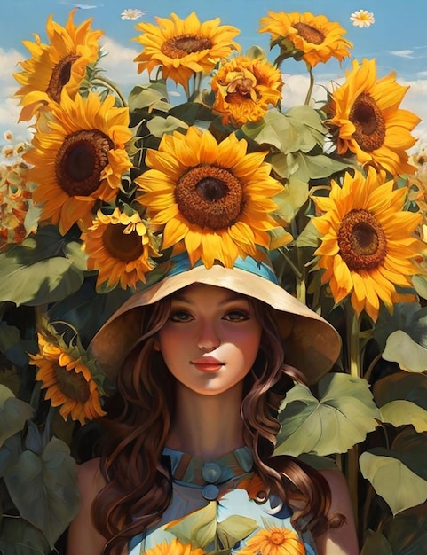 All around are the summer sun blooming sunflowers