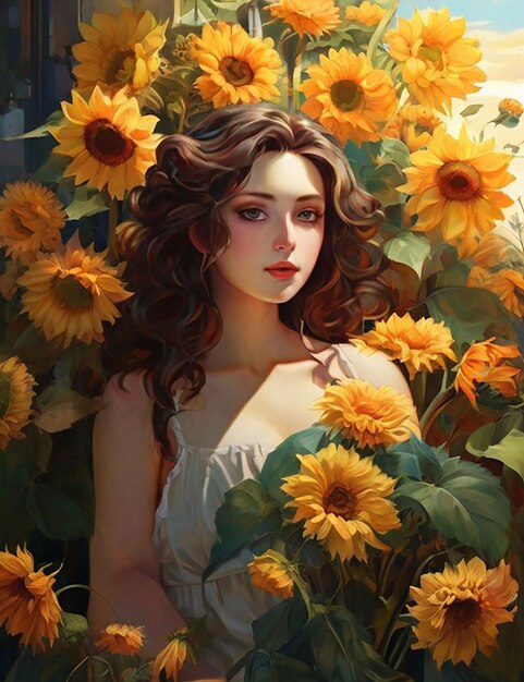 All around are the summer sun blooming sunflowers