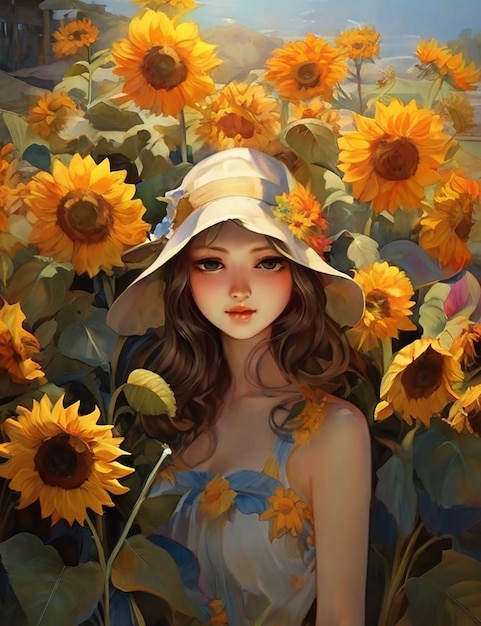 All around are the summer sun blooming sunflowers