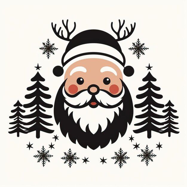 Photo all black cute santas reindeer with christmas lights cute vector style photo