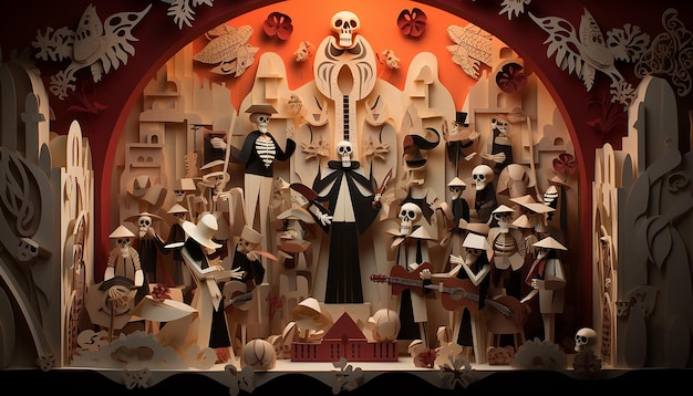 Photo all saints day in mexico layered paper 3d