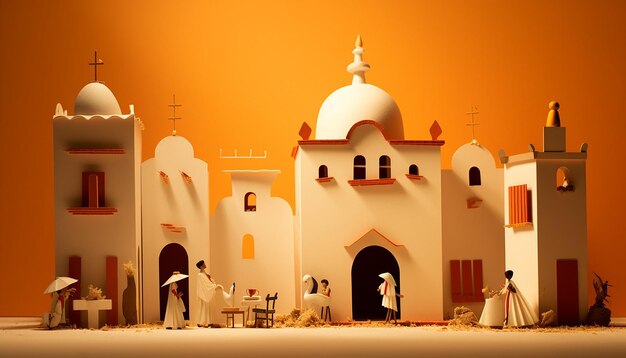 All saints day in mexico minimalism diorama