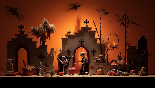 All saints day in mexico minimalism diorama