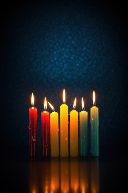 All Saints Remembrance Day concept multicolored candles on a stand dark background