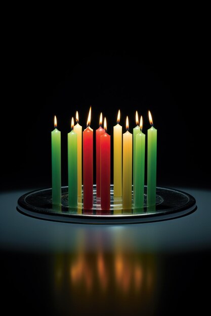 All Saints Remembrance Day concept veelkleurige kaarsen op een stand donkere achtergrond