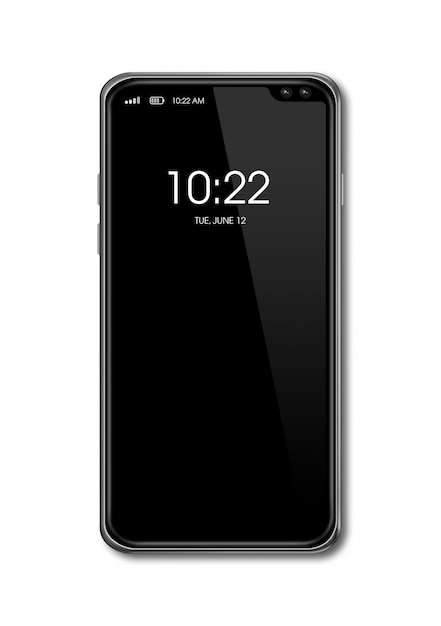 Smartphone nero a tutto schermo isolato. rendering 3d