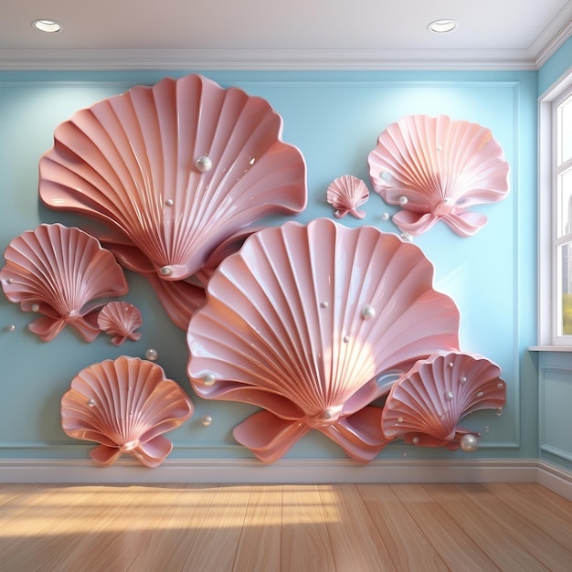 All season aqua blue seashell wallpaper