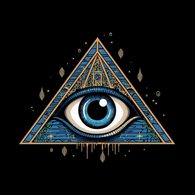 an all seeing eye in a triangle on a black background