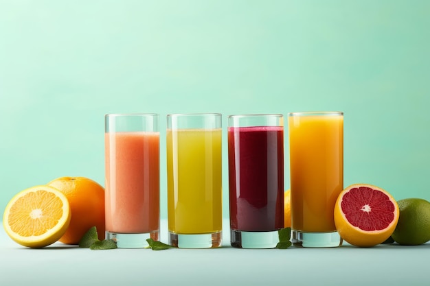Photo all sorts of juice natural colors minimalist