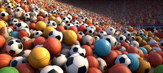 Foto tutte le palle sportive nello stadio 3d