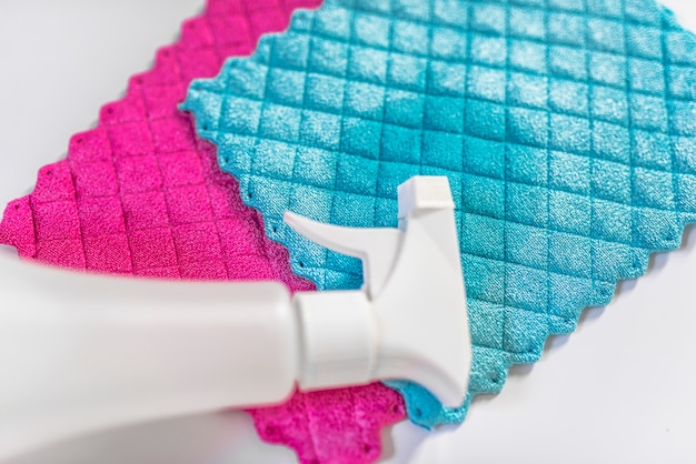 all you need to clean house - close-ups of cleaning supplies