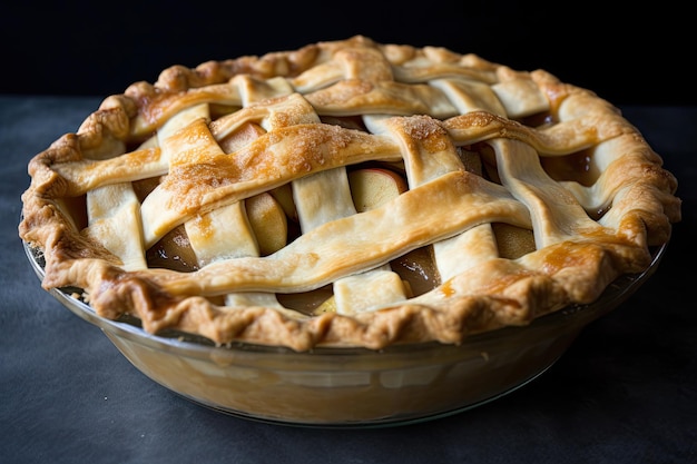 Allamerican apple pie with a flaky crust and spiced filling created with generative ai