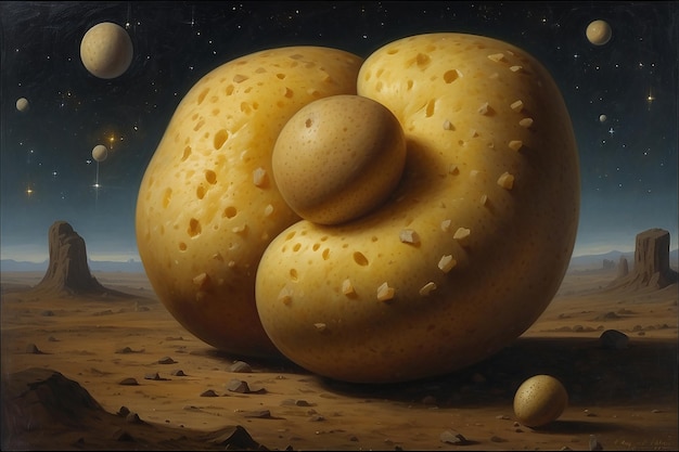 Alle hagel aardappel het meest perfecte meesterwerk van het hele universum gouden leeftijd schilderij door de ware