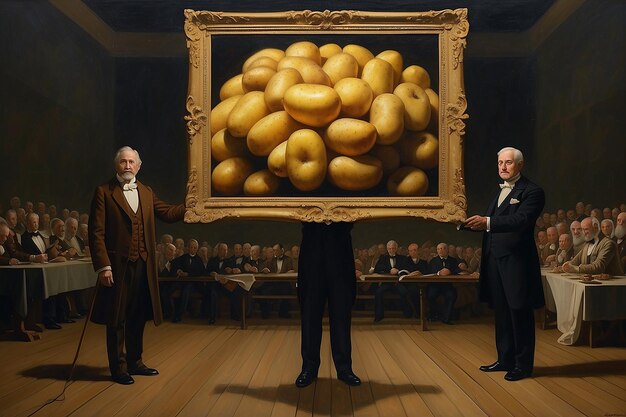 Alle hagel aardappel het meest perfecte meesterwerk van het hele universum gouden leeftijd schilderij door de ware