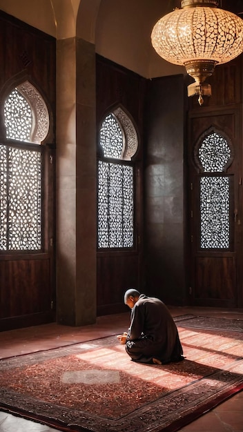 Alleen bidden in de moskee