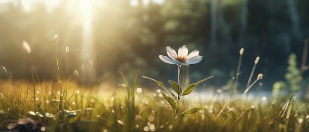 Alleen wilde bloemen onder gras in zonlicht