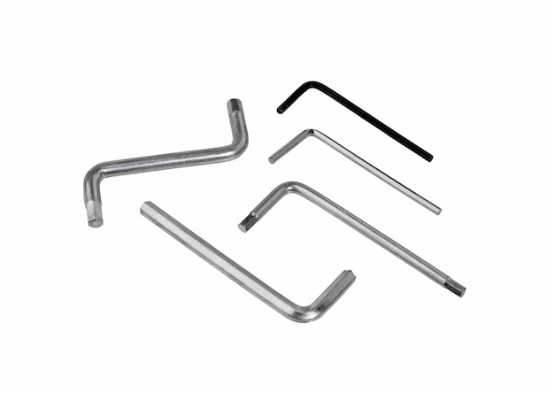 Allen wrench key of different sizes on a white