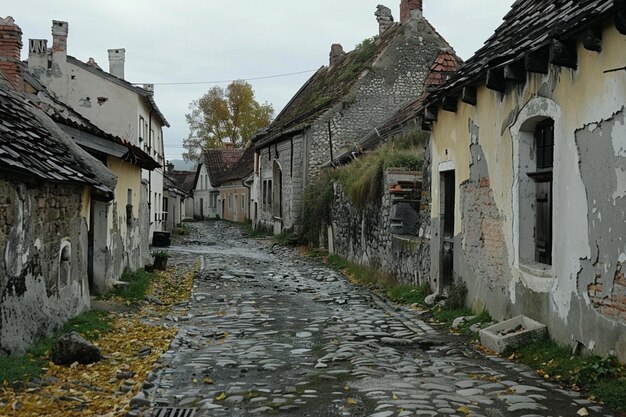 写真 alley amidst old buildings in city