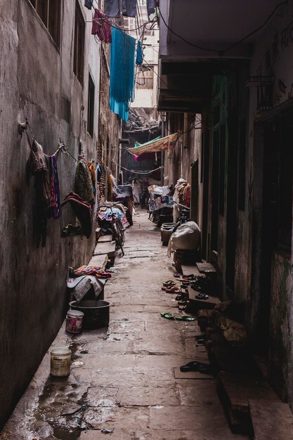 Photo alley amidst old houses