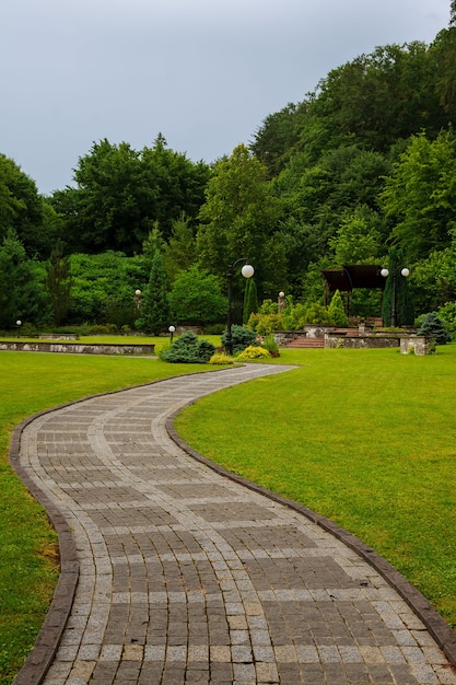 夏の美しい公園の路地。