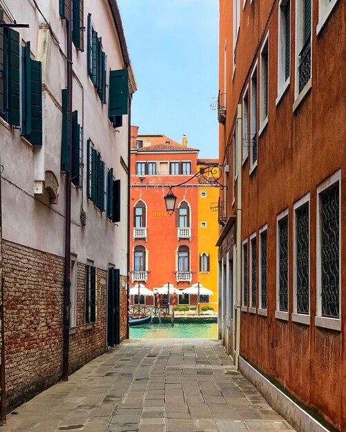 Alley looking out to canal in venice