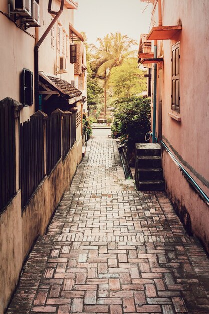 Alley with sunlight in luang prabang laos