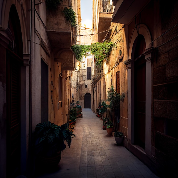 Alleyway in old white town Bari