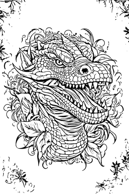 Alligator Coloring Pages Crisp Lines Mandala White Background